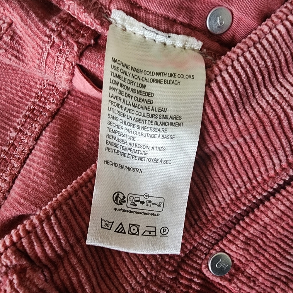 Anthropologie Pilcro The Yaya Mid Rise Crop Flare Corduroy Jeans Pink 32 Boho - Picture 8 of 11